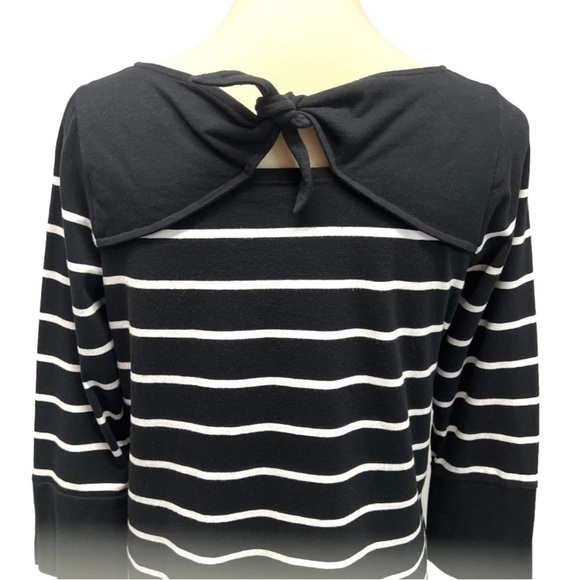 J. Jill Striped Knit Tie Back Black & White Top Womens Medium - Picture 7 of 12